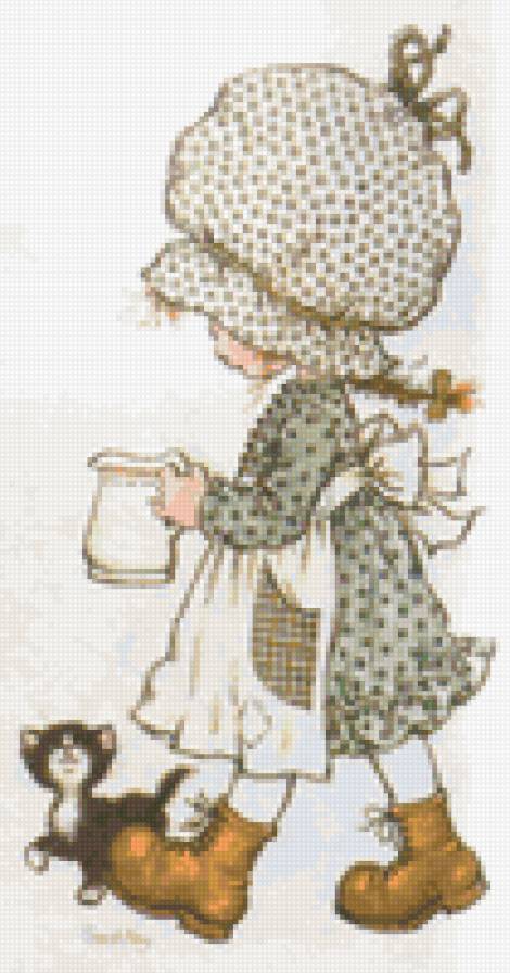 Sarah Kay Girl with a cat - дети - предпросмотр