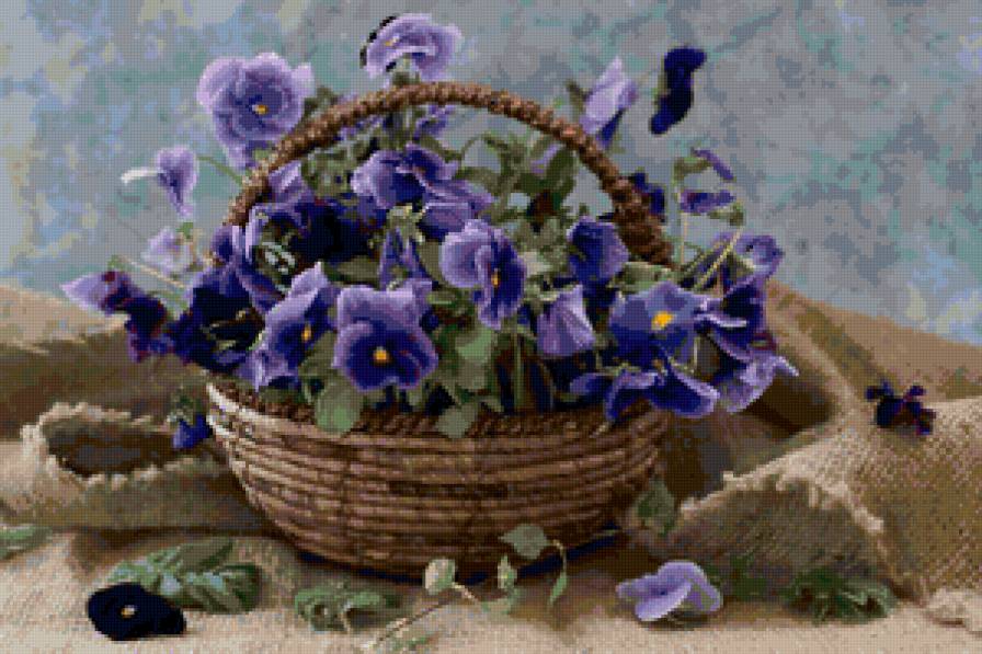 фиалки - фиалки, корзина, цветы - предпросмотр