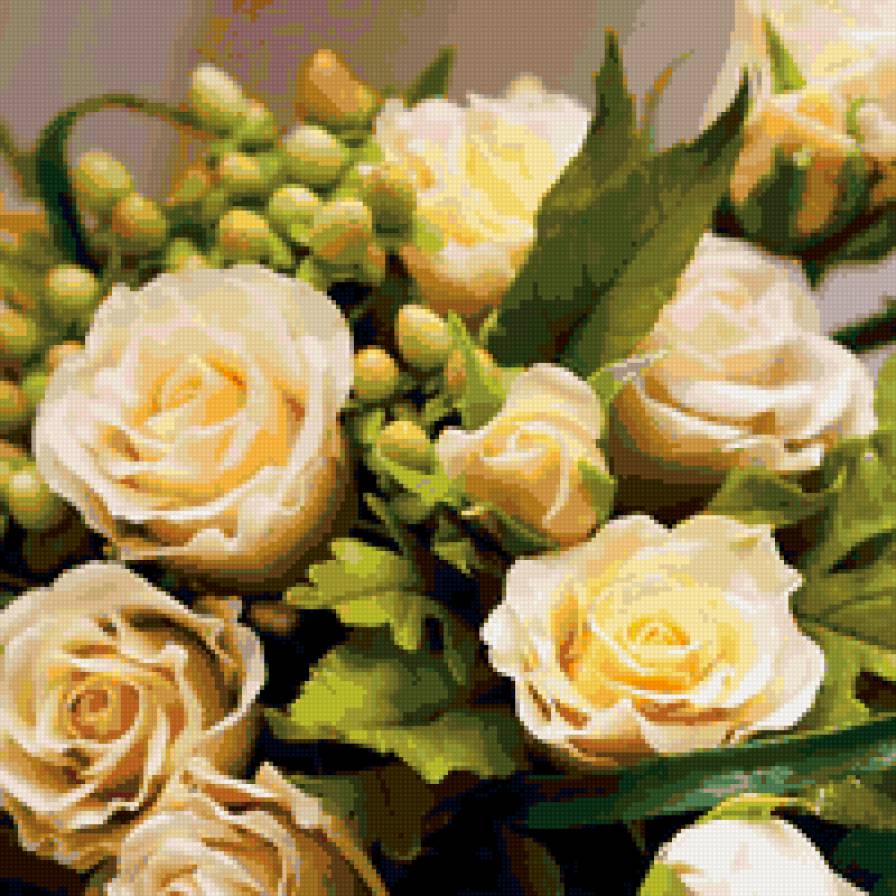 розы - подушка, розы, цветы, панно - предпросмотр