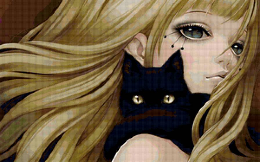 Девушка-кошка - котята, кот, люди, животные, кошка, девушка - предпросмотр