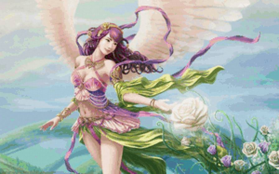 Ангел - девушка, цветы, фэнтези, люди, магия, ангел - предпросмотр