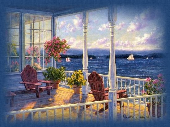 Терраса - парусник, вид из окна, море - оригинал
