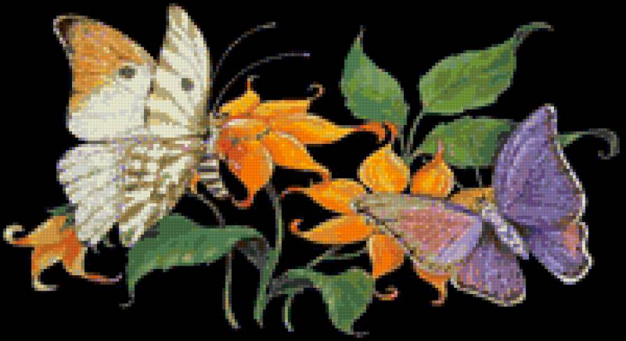 на ченом фонер - цветы, бабочки - предпросмотр
