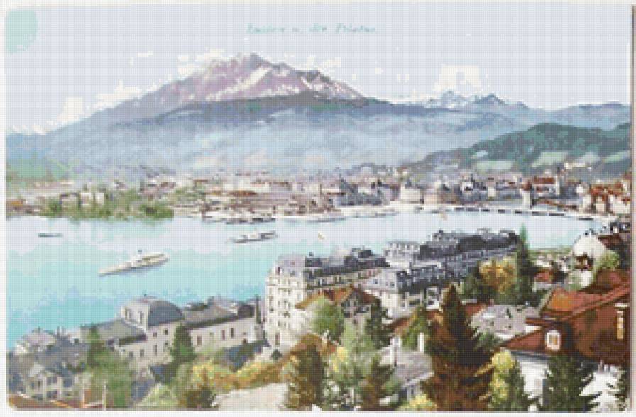 Город - море, корабль, порт, причал, дом - предпросмотр