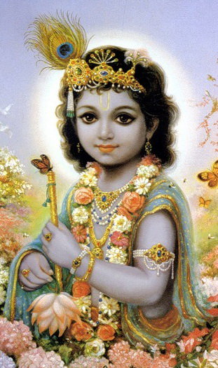 Кришна в цветочках - индуизм, эпос, легенды, индийская религия - оригинал