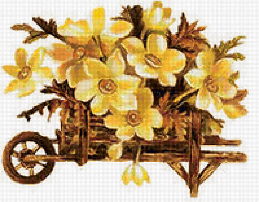 цветы в телеге - натюрморт, красота, цветы, телега - предпросмотр