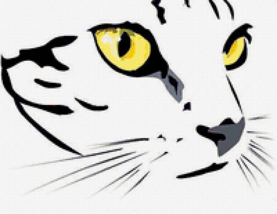 Белый кот - живопись, животные, коты - предпросмотр