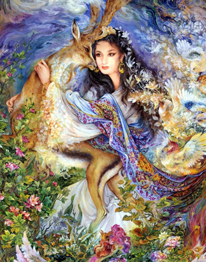 23214 - птица, женщины, фентази, природа, арабские искусства, фентези - оригинал