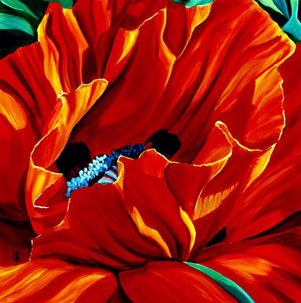 красный мак - подушка, цветок - оригинал