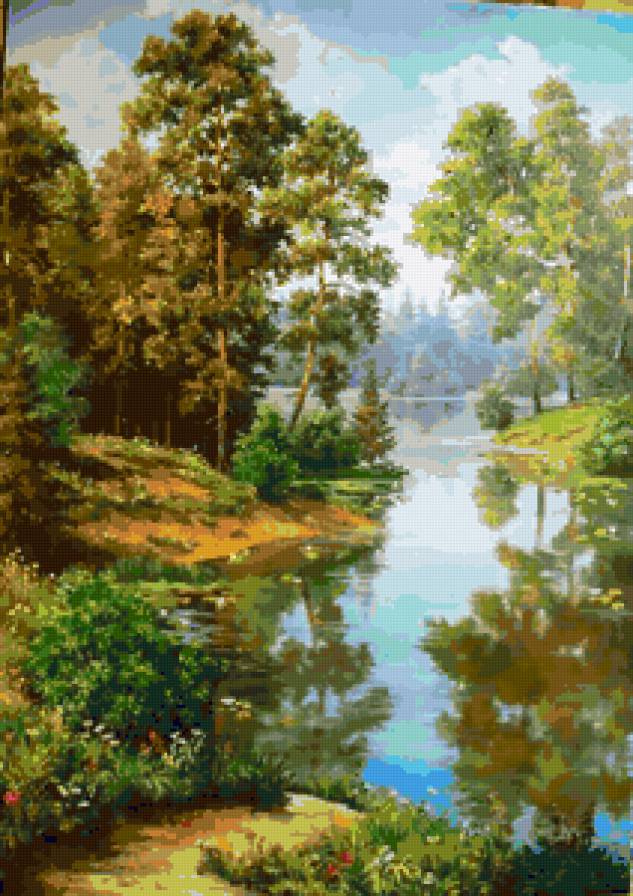 Красота природы - красота, озеро, лес, лето, природа, искусство, пейзаж - предпросмотр