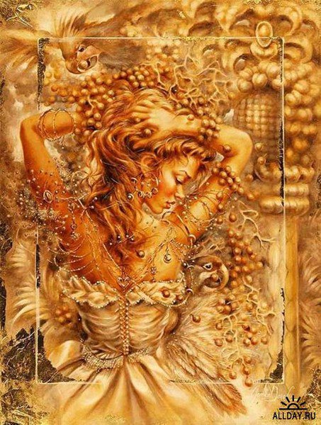 девушка в оранжевых тонах - девушка, картина, панно - оригинал