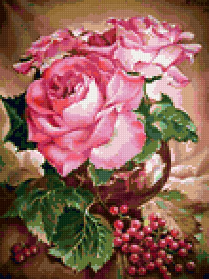 Роза и виноград - натюрморт, цветы - предпросмотр
