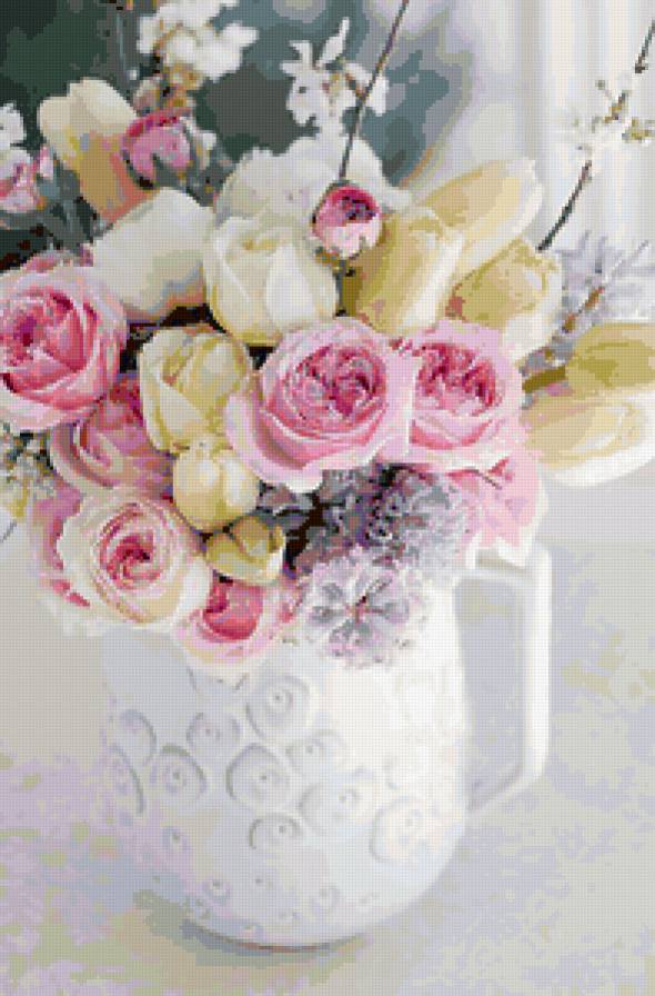 №115676 - букет, картина, розы, цветы, тюльпаны - предпросмотр