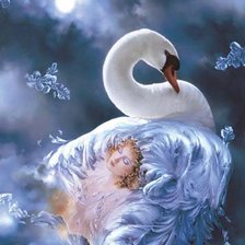 Схема вышивки «девушка и лебедь»