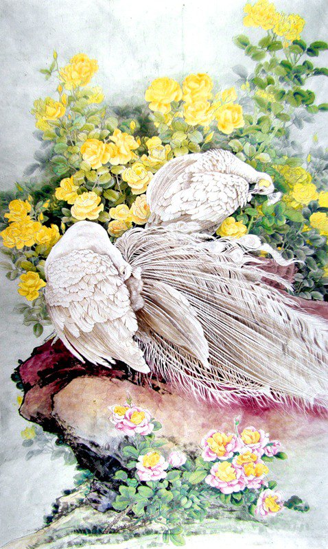 белые павлины - павлины, китай, птицы - оригинал