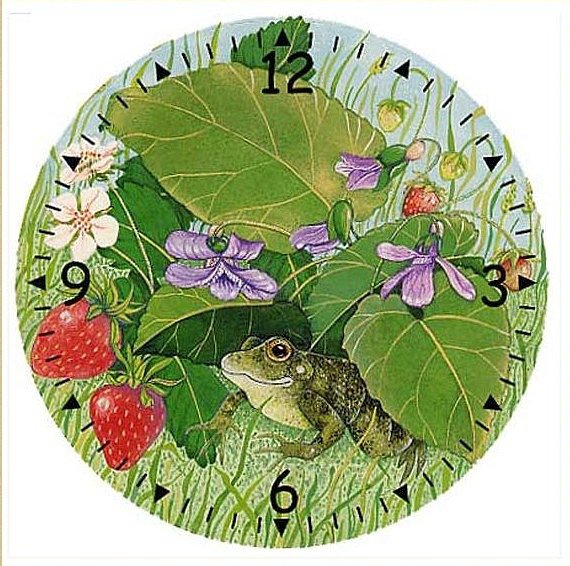 часы - ягоды, часы, детям, лягушка, природа - оригинал