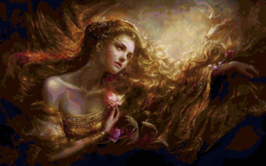 Красота женщины - портрет, русалка, картина, красота женщины, девушка, сказка - предпросмотр