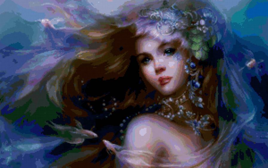 Красота женщины - сказка, портрет, картина, девушка, русалка, красота женщины - предпросмотр