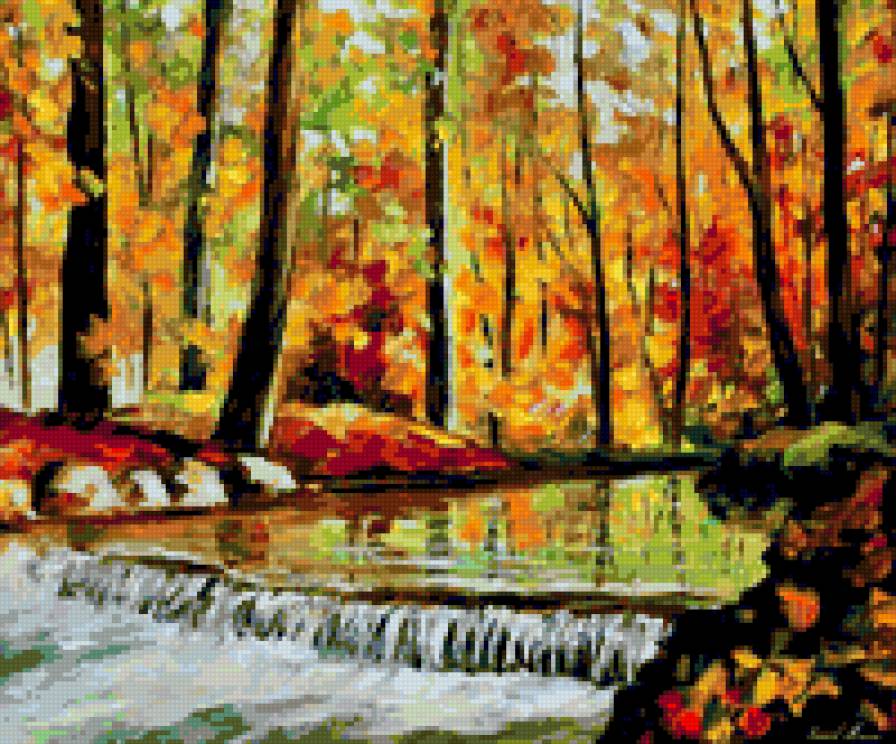 лес - вода, лес, осень - предпросмотр