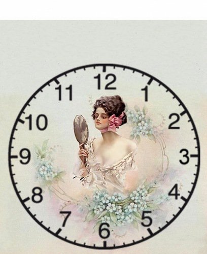 дама с зеркалом - часы, ретро, девушка - оригинал