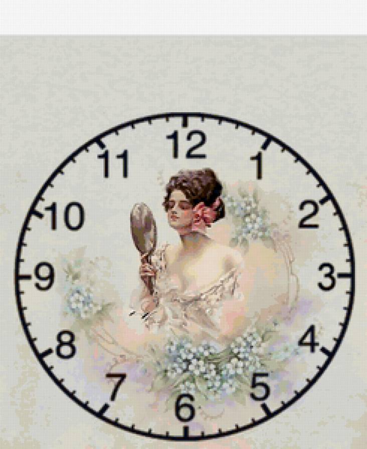 дама с зеркалом - часы, ретро, девушка - предпросмотр