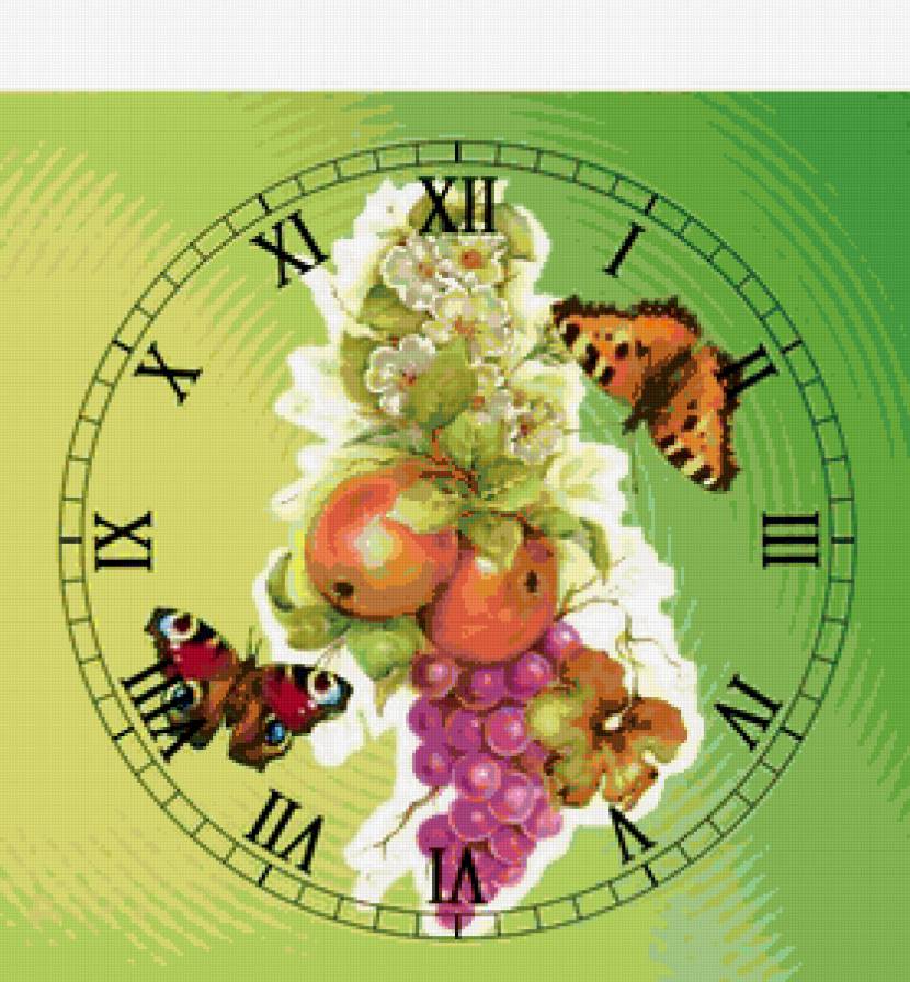 для кухни - для кухни, часы, фрукты, бабочки - предпросмотр