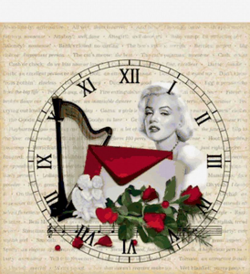 часы - часы, цветы, монро, ноты - предпросмотр