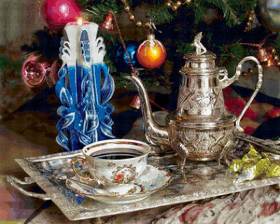 новый год - свеча, новый год, чай - предпросмотр