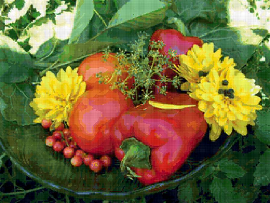 натюрморт - цветы, овощи, натюрморт - предпросмотр