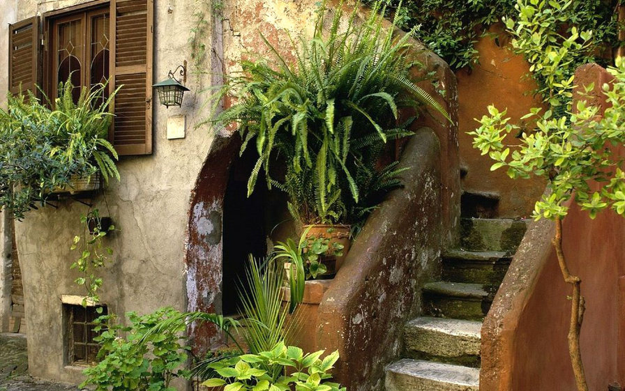 Рим - италия, пейзаж, дворик - оригинал