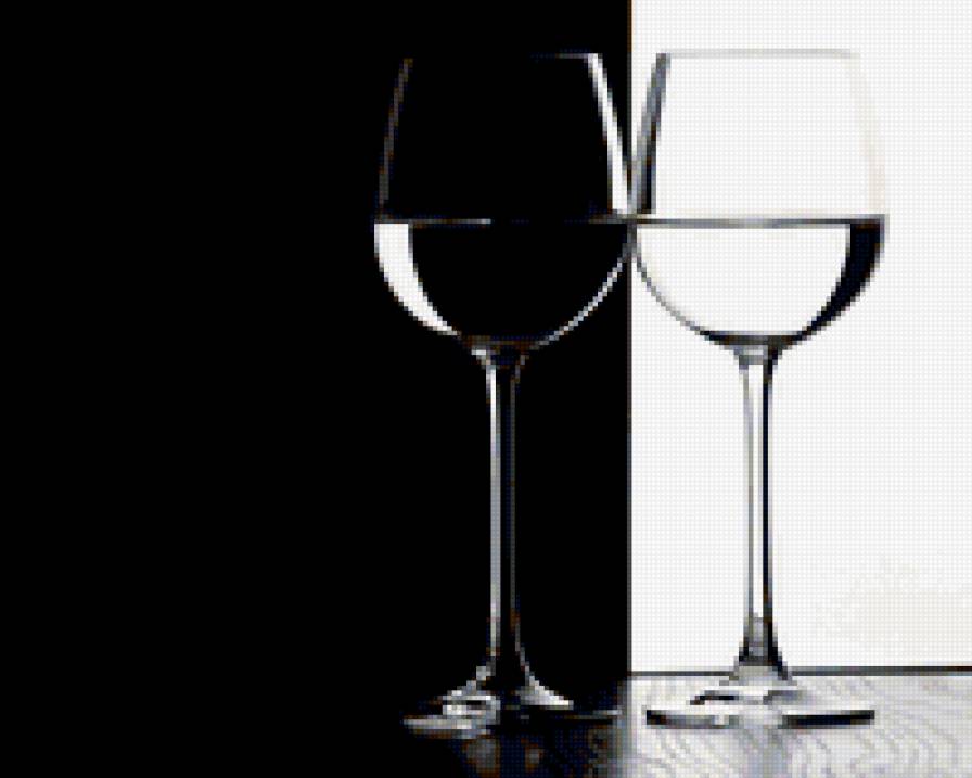 натюрморт - черно-белое, бокалы - предпросмотр