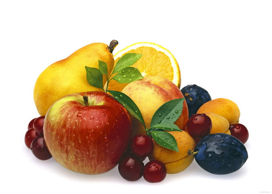 фрукты - натюрморт, груша, яблоко, вишня, персик, абрикос, слива, фрукты - оригинал