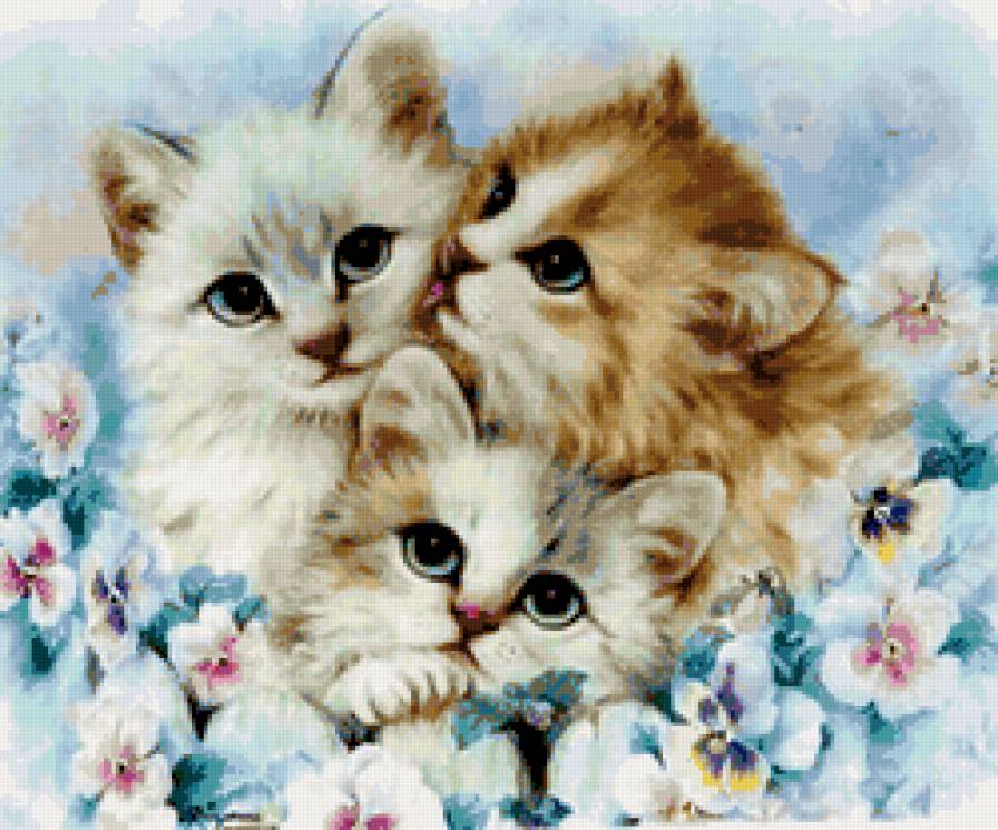Котята - живопись, животные, коты - предпросмотр
