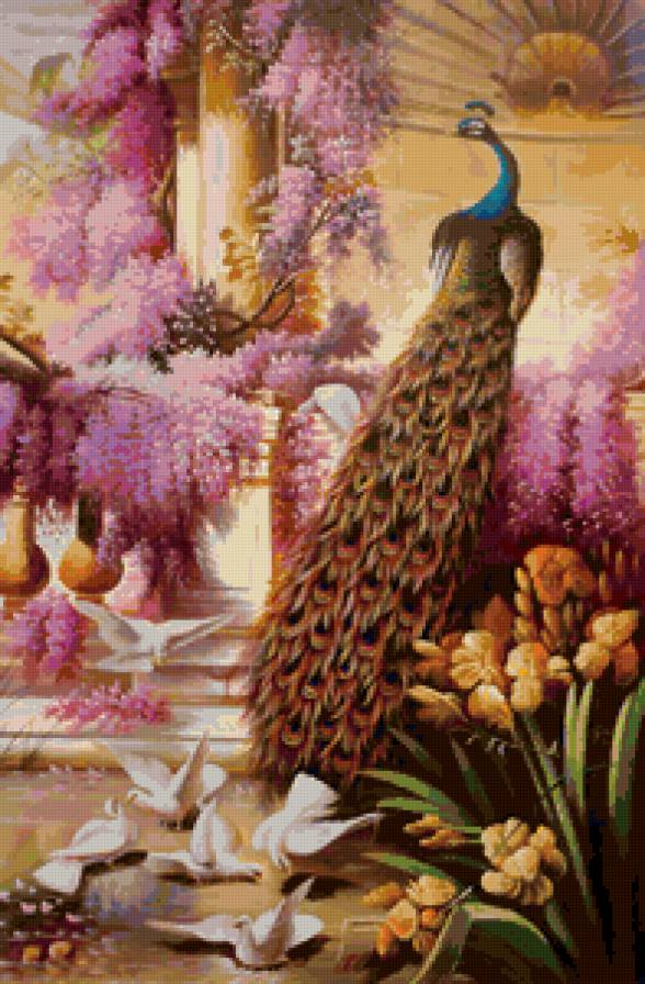 павлин - пейзаж - предпросмотр