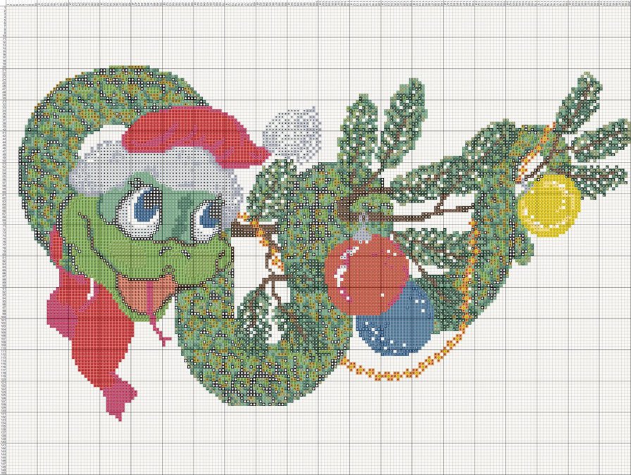 Готовая схема Змейка - дед мороз, змея, зодиак, год змеи, животные, новый год, гороскоп - оригинал