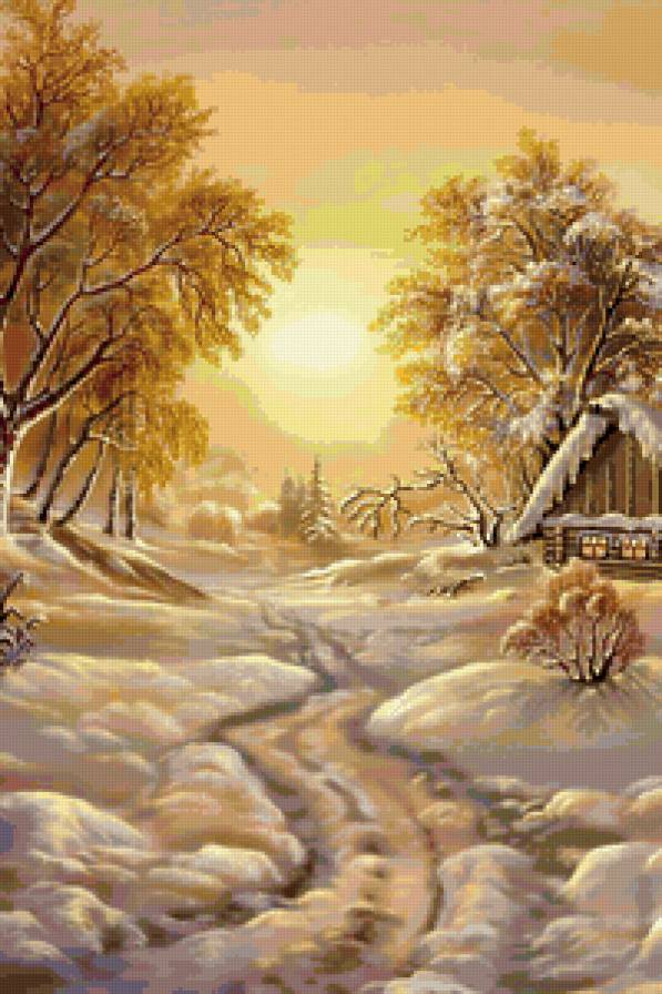 рассвет - зима, природа - предпросмотр