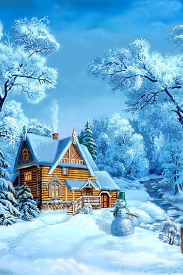 снеговик - зима, природа - оригинал