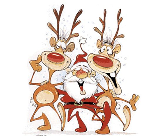Санта и олени - санта клаус, новый год, праздник, олени - оригинал