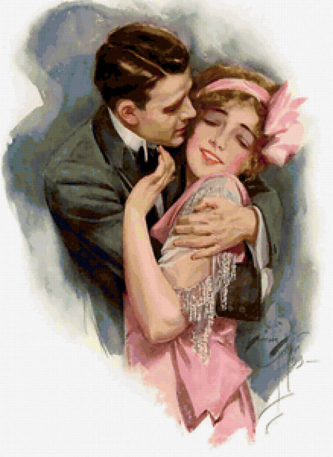 Винтажная романтика (открытка)-2 - красота, пара, любовь, иллюстрация, картина - предпросмотр