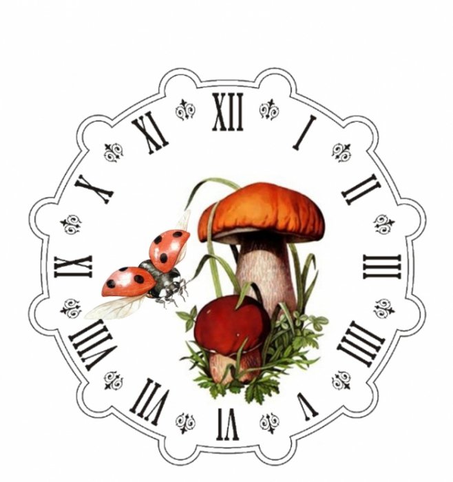 грибочки - часы, грибы - оригинал