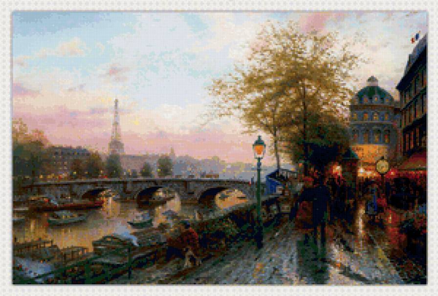 Серия "Пейзажи" - люди, река, мост, пейзаж, дорога - предпросмотр