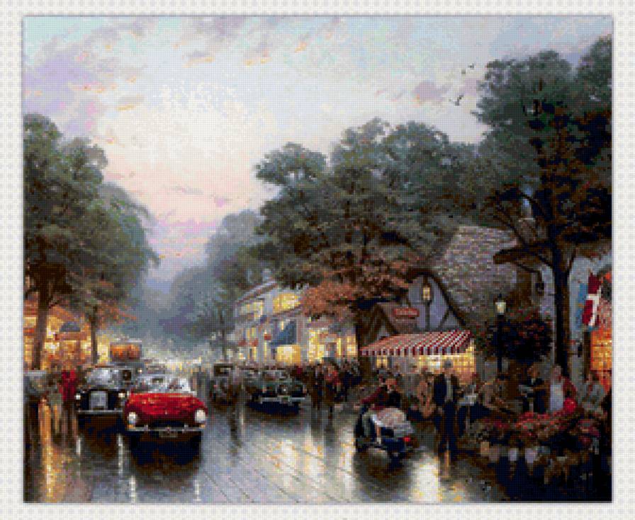 Серия "Пейзажи" - люди, машины, домик, дорога, пейзаж - предпросмотр