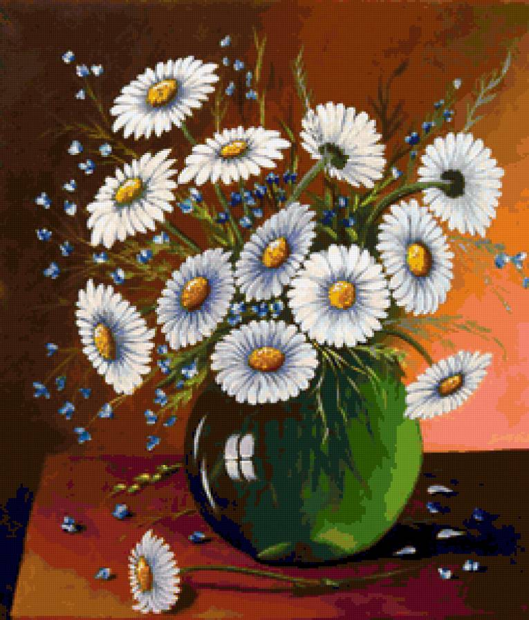 ваза с ромашками - букет, цветы, ваза, ромашки - предпросмотр