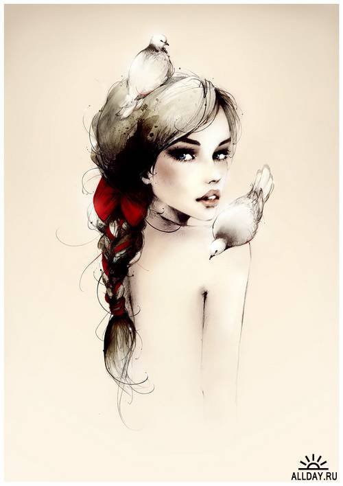 Голубка - голуби, девушка, портрет - оригинал