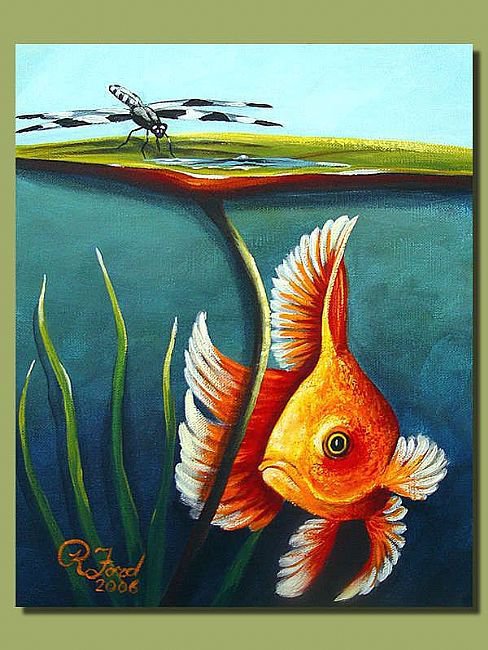 Золотая рыбка - золотая рыбка, вода, цветок, рыбки, кувшинка, рыба, рыбка - оригинал