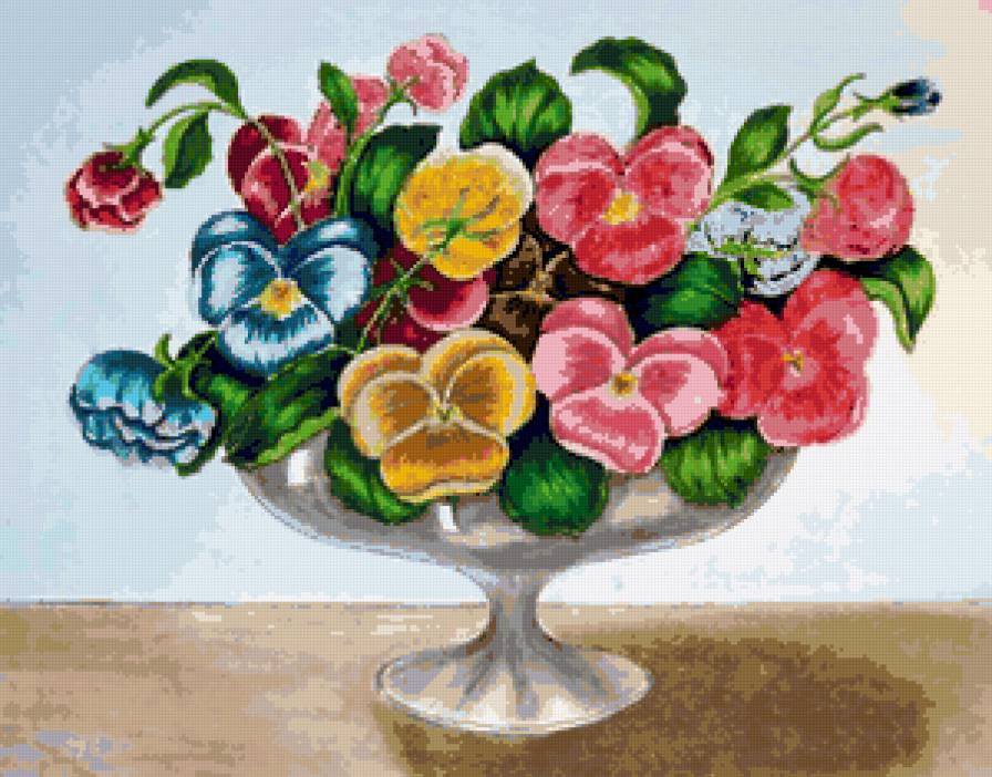 Анютки - цветы, анютки, анютины глазки, виола, фиалки, панно - предпросмотр