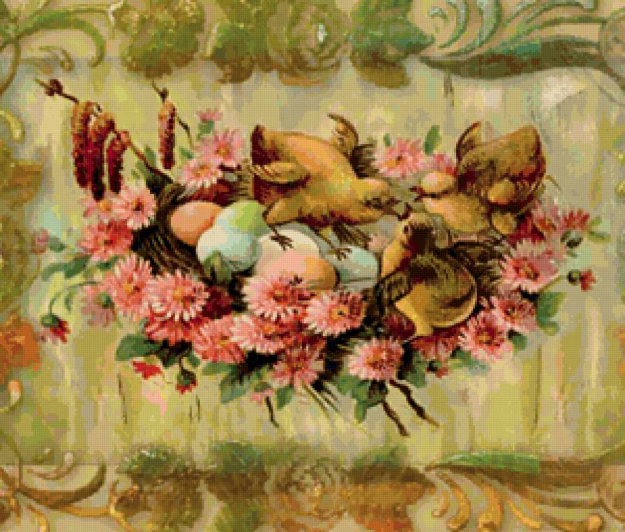 Пасха. - старая открытка. - предпросмотр