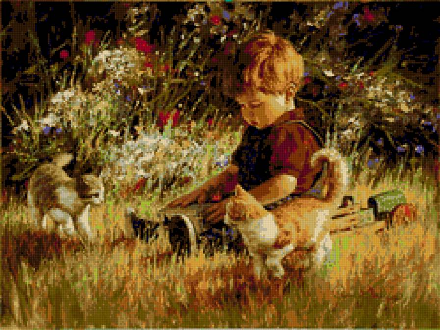 Счастливое детство. - трава, зеленый, лето, котята, детки - предпросмотр