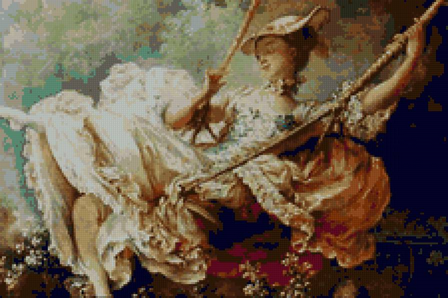 Полет. - зеленый, качели, женщина - предпросмотр