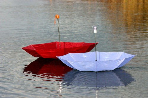романтическое плавание - осень, зонт, дождь - оригинал